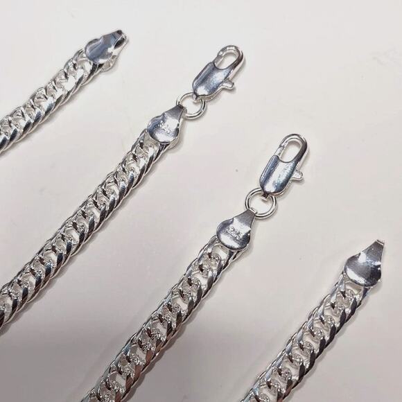 925 Sterling Silver Necklace Bracelet Set Bundle Thick Chain Link Gift